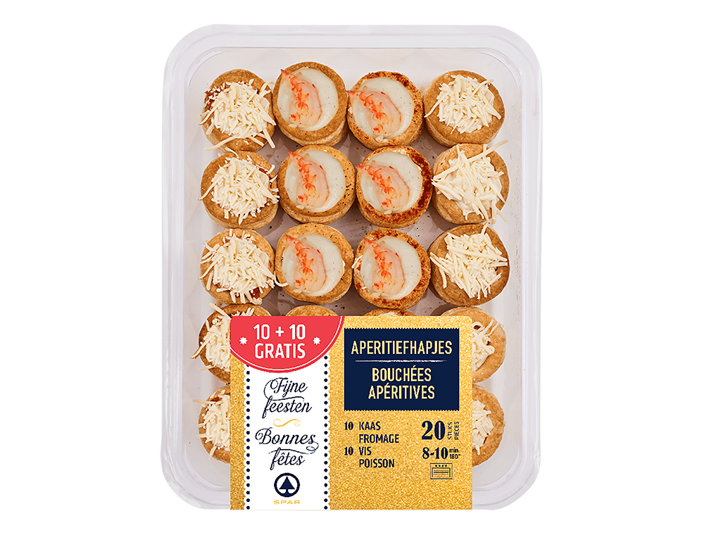 Aperitiefhapjes (10+10 gratis): kaas en rivierkreeft