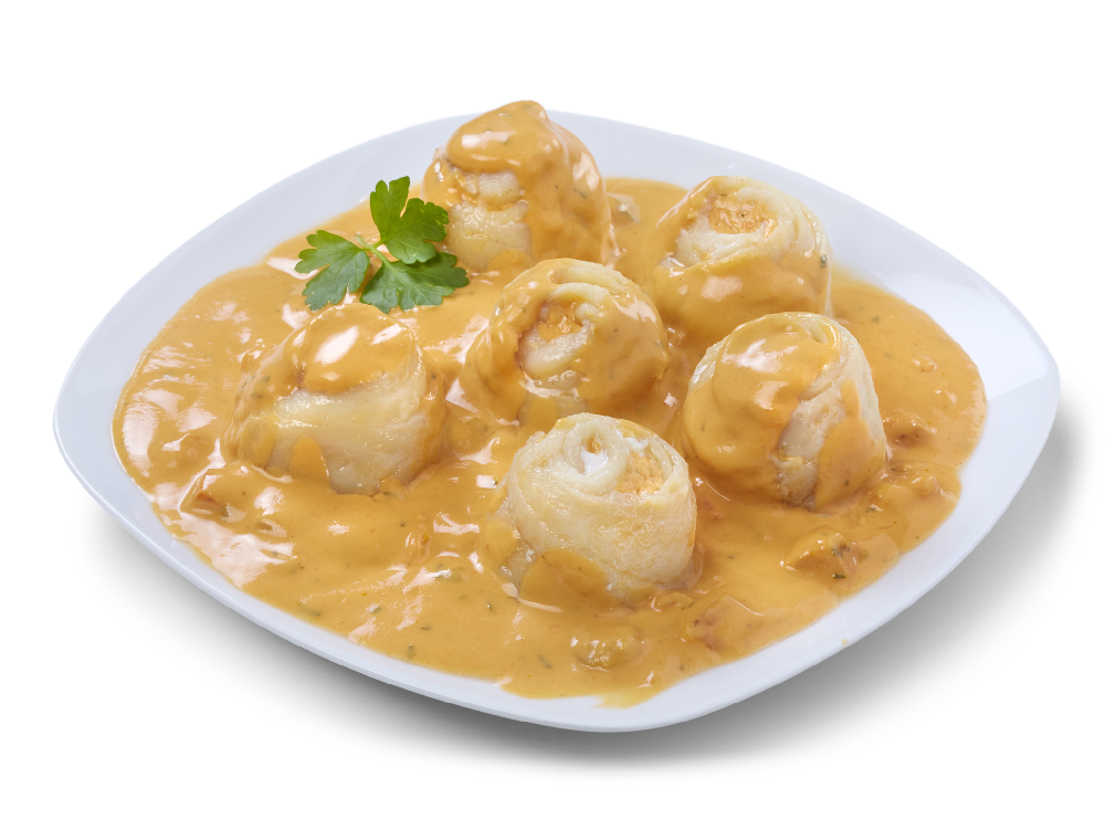 Tongrolletjes in kreeftensaus